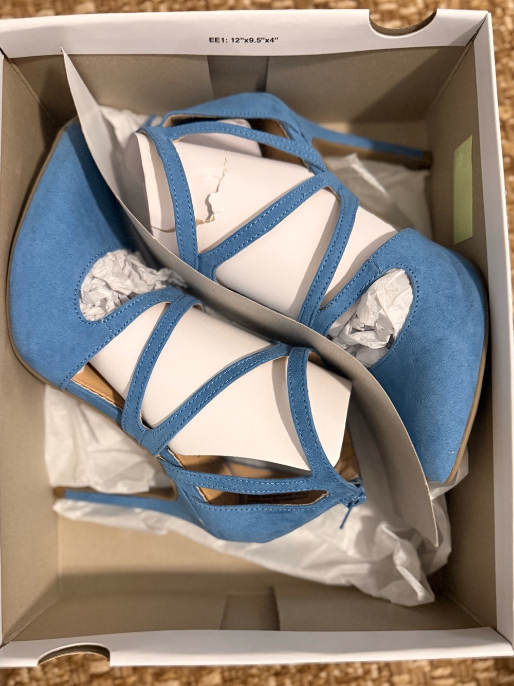 LC Lauren Conrad Agate Blue Memory Foam Suede High Heels Size 7